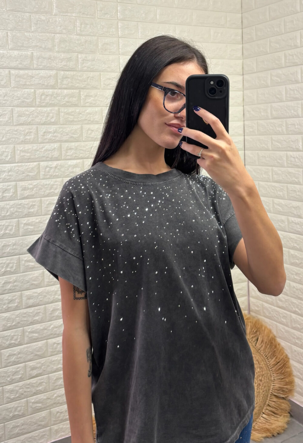 Mia T-Shirt στρας/ Γκρι - Image 2